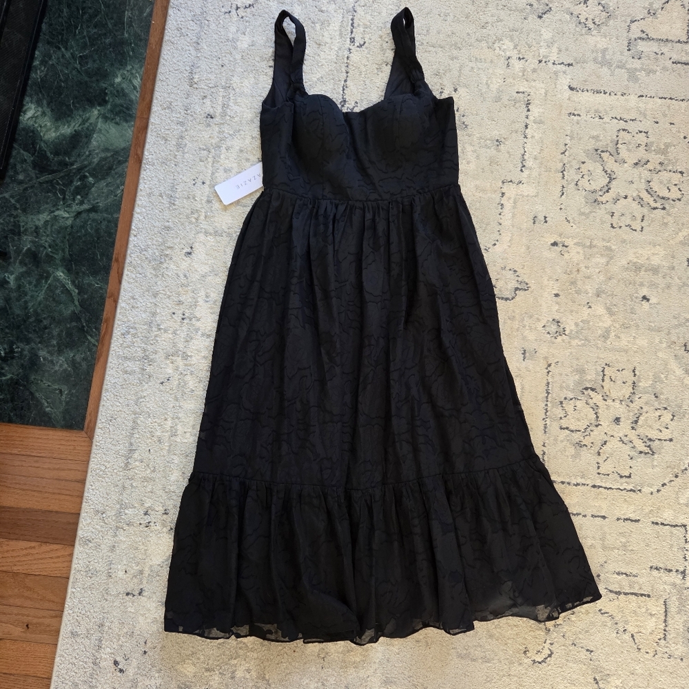 Azazie Alissa Size 12, Black A-Line with Pockets Floral Burnout Dress - Picture 5 of 11